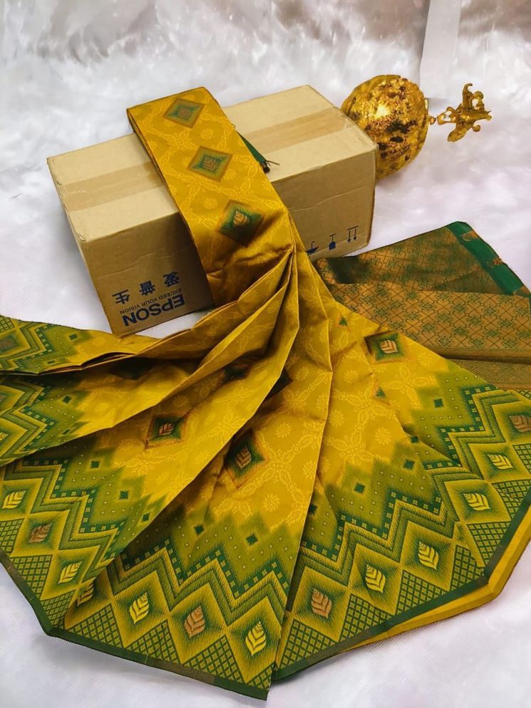     			A TO Z CART Banarasi Silk Embellished Saree With Blouse Piece - Yellow ( Pack of 1 )