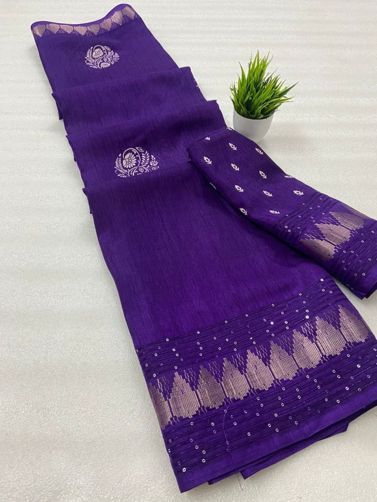     			Bhuwal Fashion Art Silk Printed Saree With Blouse Piece - Purple ( Pack of 1 )