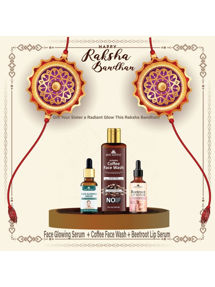     			Bon Austin Face Glowing Serum 30ml, Glowing  Coffee Face Wash 200ml & Beetroot Lip Serum 30ml - Set of 3 Items