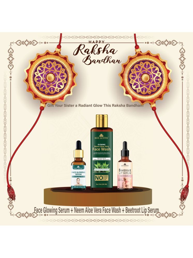     			Bon Austin Face Glowing Serum 30ml, Glowing  Neem Aloevera Face wash 200ml & Beetroot Lip Serum 30ml - Set of 3 Items