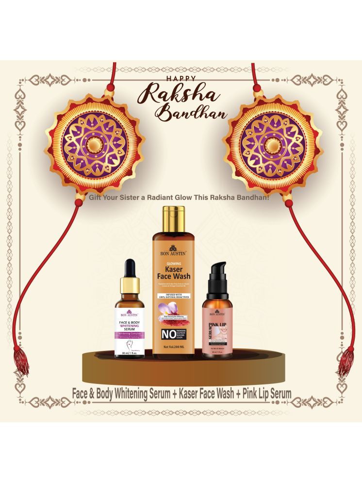     			Bon Austin Face and Body Whitening Serum 30ml, Glowing  Kaser Face wash 200ml & Pink Lip Serum 30ml - Set of 3 Items