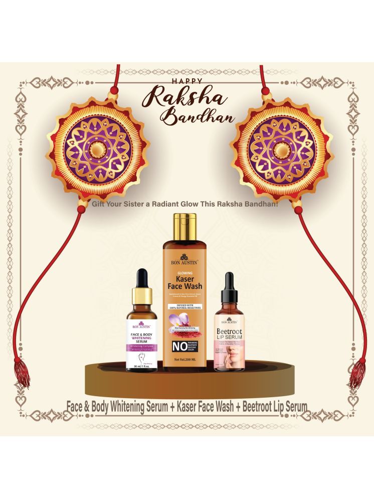     			Bon Austin Face and Body Whitening Serum 30ml, Glowing  Kaser Face wash 200ml & Beetroot Lip Serum 30ml - Set of 3 Items