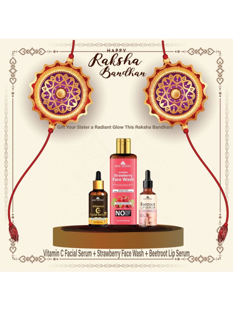     			Bon Austin Vitamin C20% Facial Serum 30ml, Glowing  Strawberry Face wash 200ml & Beetroot Lip Serum 30ml - Set of 3 Items