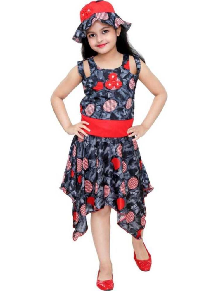     			DIGIFASHION Multicolor Cotton Blend Girls Asymmetric Dress ( Pack of 1 )