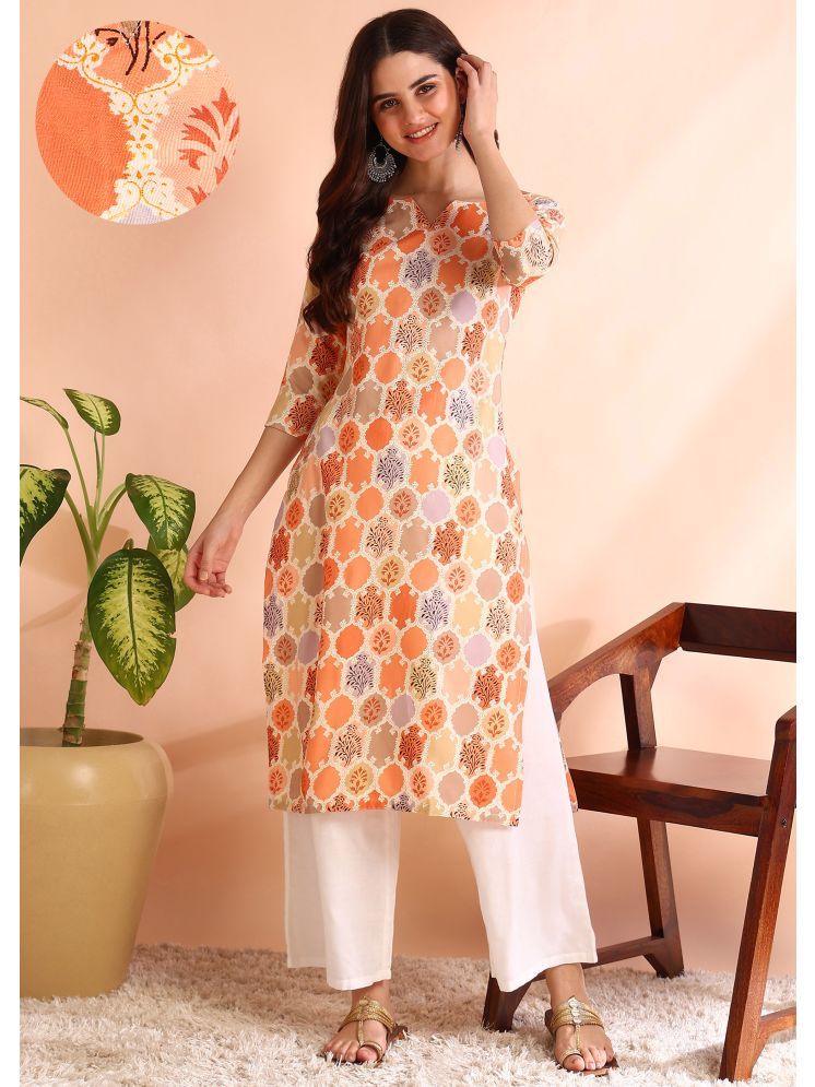     			DSK STUDIO Viscose Printed Straight Women's Kurti - Orange ( Pack of 1 )