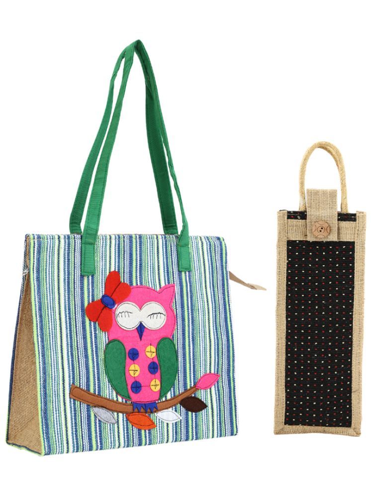     			ENSAC Tote Bag Jute Set of 2 ( Black )