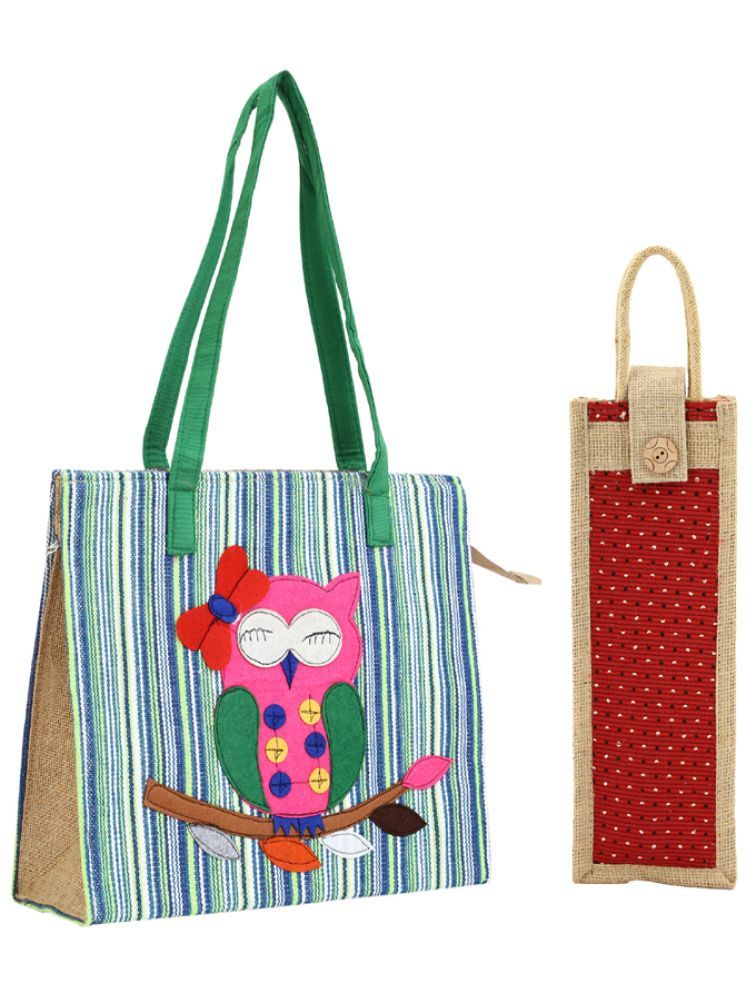     			ENSAC Red Jute Tote Bag