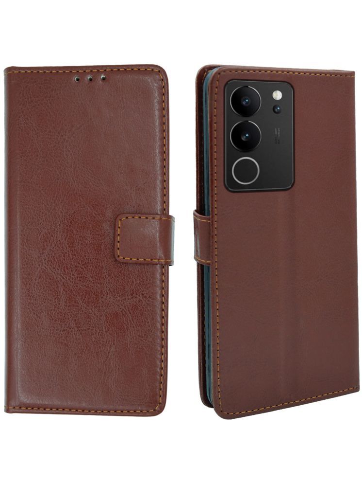     			ERAFLABBY Brown Flip Cover Artificial Leather Compatible For Vivo V29 5G ( Pack of 1 )