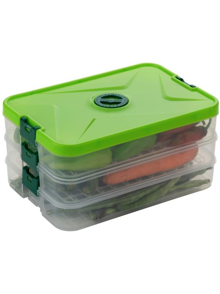     			Gatih 3 Layer Fridge Storage Boxes All Purpose Cleaner Block Stackable Fridge Storage box for Vegetables Fruits 1 no.s