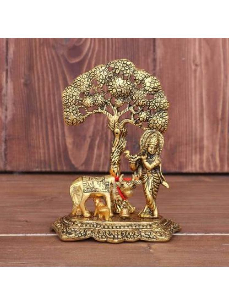     			Green Spritual Aluminium Lord Krishna Idol ( 17 cm )