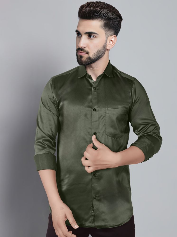     			JB JUST BLACK Polyester Slim Fit Solids Full Sleeves Men's Casual Shirt - Green ( Pack of 1 )