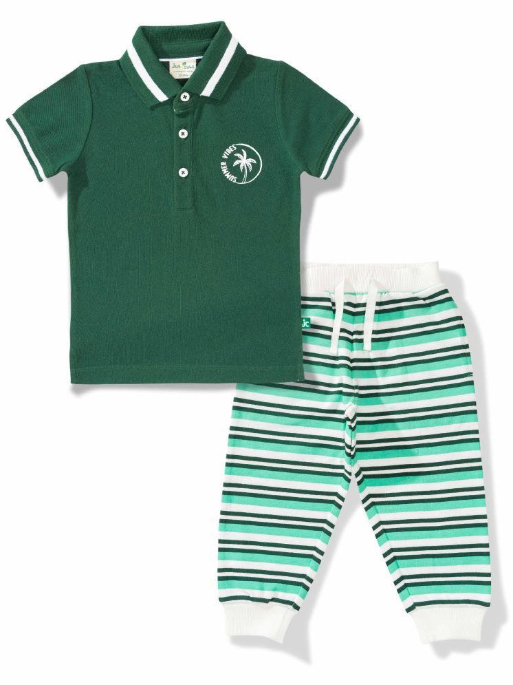     			Juscubs Green Cotton Baby Boy Top & Trouser ( Pack of 1 )