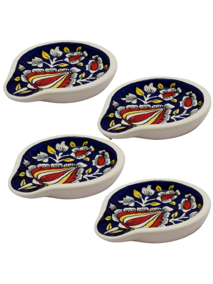     			Malaikah Blue Round Spn Rest Ceramic Table Spoon Dark Blue ( Pack of 4 )