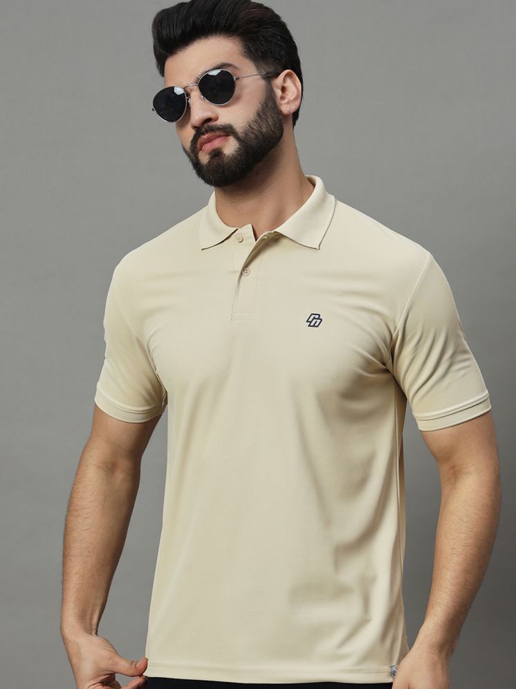     			Nuovo Pack of 1 Cotton Blend Regular Fit Solid Half Sleeves Men's Polo T Shirt ( Beige )