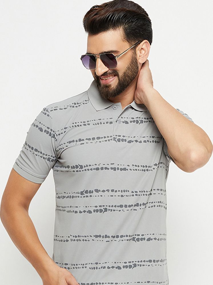     			Nuovo Cotton Blend Regular Fit Striped Half Sleeves Men's Polo T Shirt - Grey ( Pack of 1 )