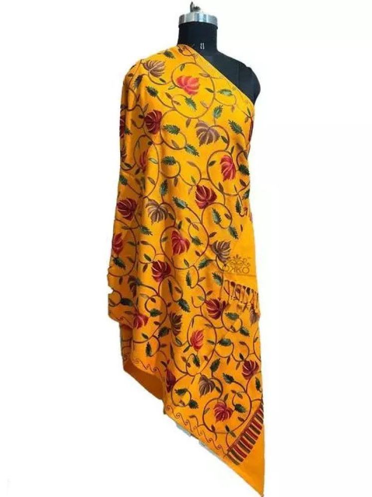     			Okko Yellow Embroidered Shawl - ( Pack of 1 )