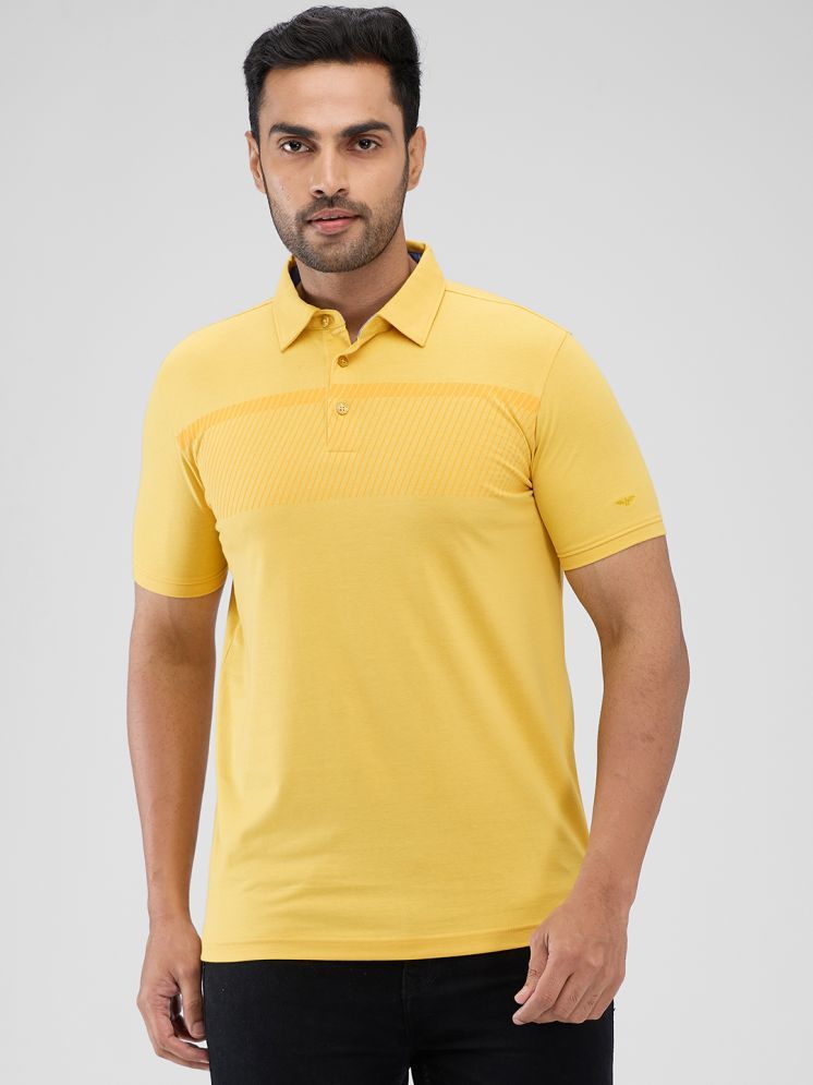     			Park Avenue Cotton Blend Slim Fit Printed Half Sleeves Men's Polo T Shirt - Yellow ( Pack of 1 )