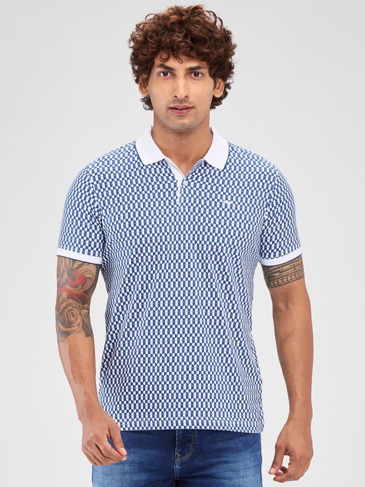     			Park Avenue Cotton Blend Slim Fit Printed Half Sleeves Men's Polo T Shirt - Blue ( Pack of 1 )