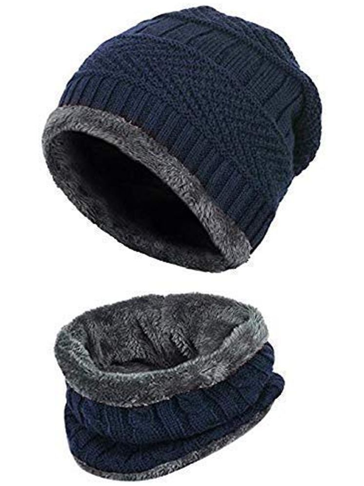     			Paryag Blue Woollen Men's Cap ( Pack of 1 )