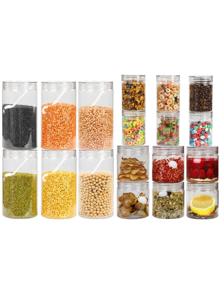     			PearlPet 300ml,500ml,1400ml Plastic Transparent Multi-Purpose Container ( Set of 18 )