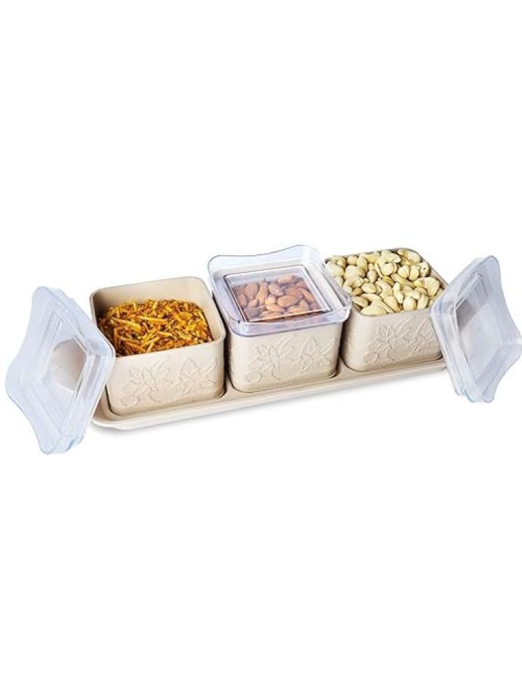     			PearlPet DazzleJar-Beige Plastic Beige Multi-Purpose Container ( Set of 3 )