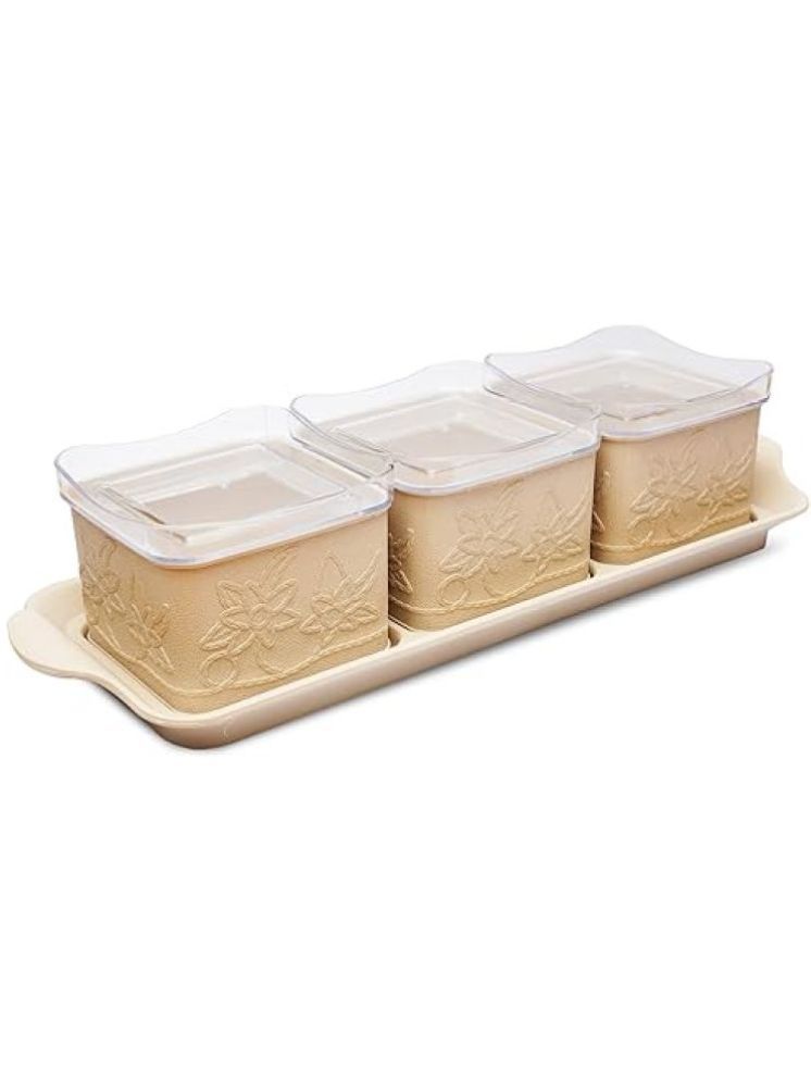     			PearlPet DazzleJar-Ivory Plastic Cream Multi-Purpose Container ( Set of 3 )