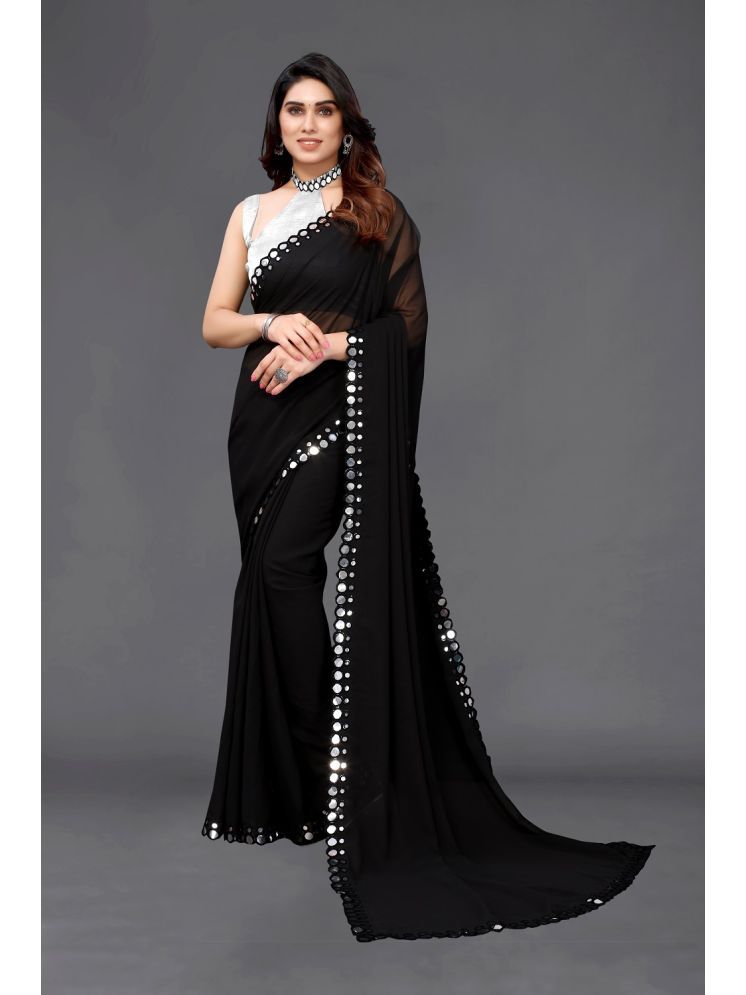     			RIDDHI SHIVAY FAB Georgette Embroidered Saree With Blouse Piece - Black ( Pack of 1 )