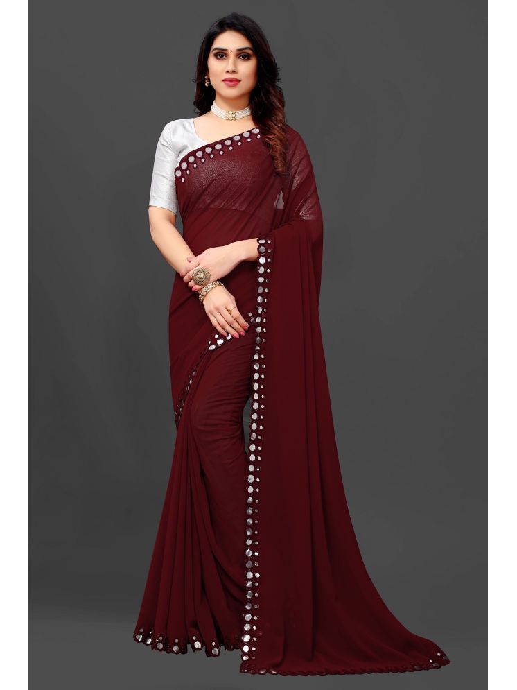     			RIDDHI SHIVAY FAB Georgette Embroidered Saree With Blouse Piece - Maroon ( Pack of 1 )