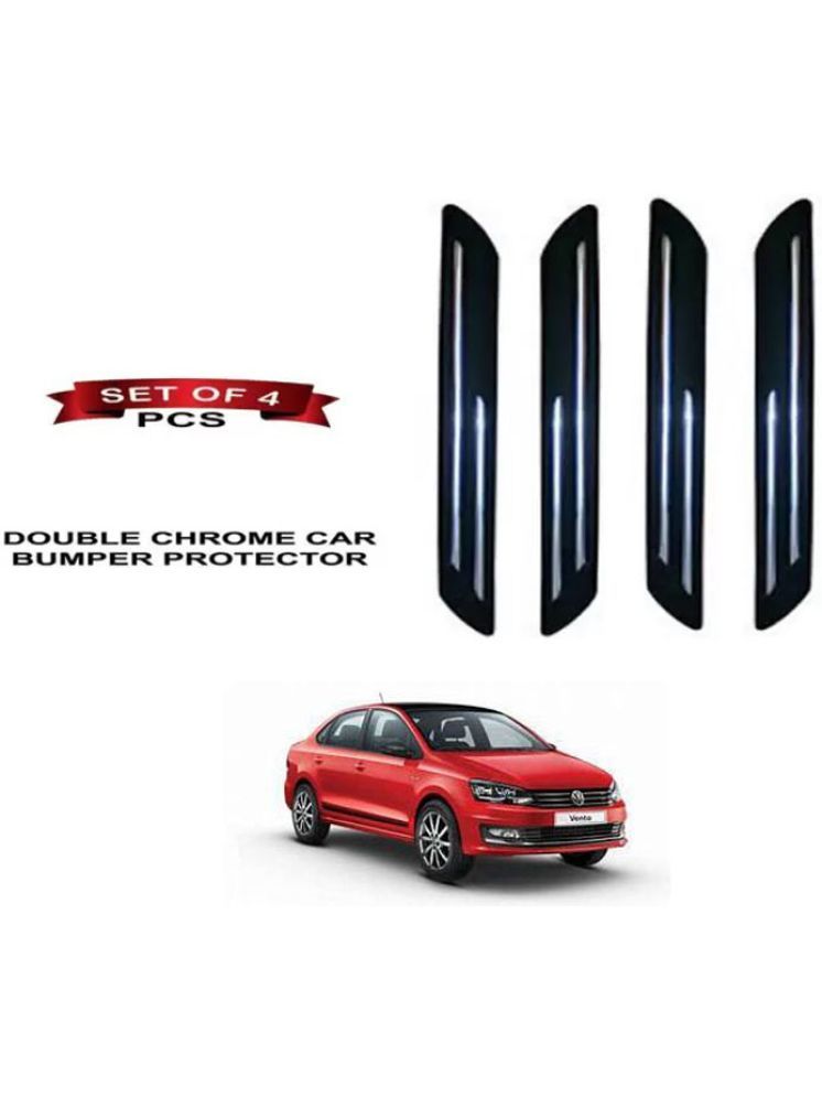     			RONISH Rubber Car Bumper Protector Guard (Double Chrome) For Volkswagen Vento