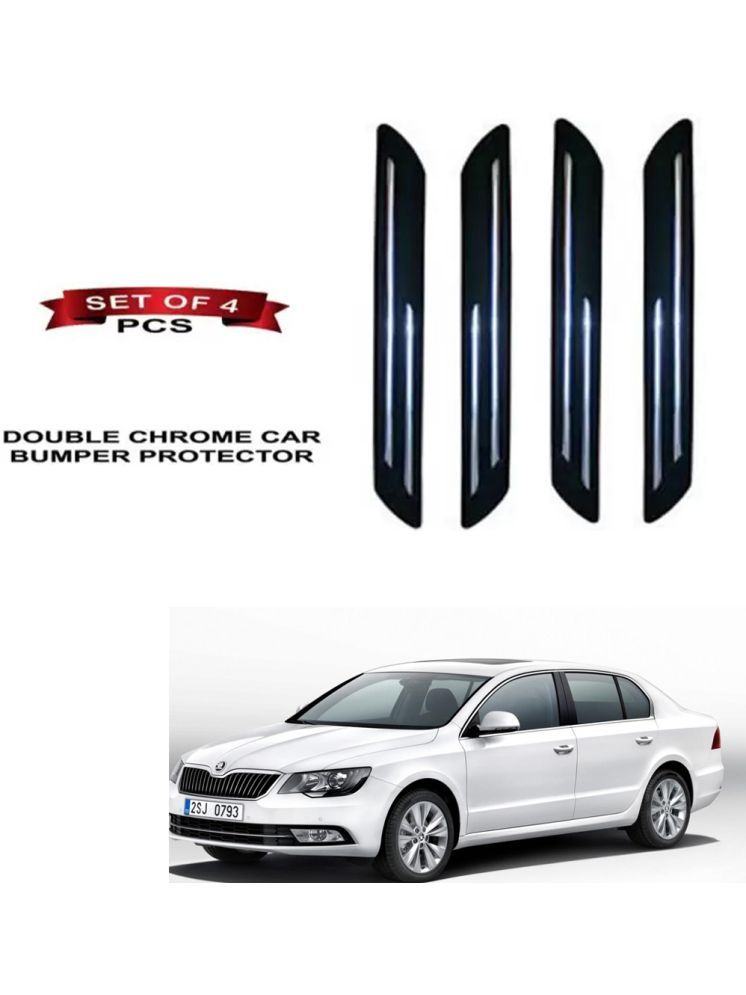     			RONISH Rubber Car Bumper Protector Guard (Double Chrome) For Skoda Superb Facelift