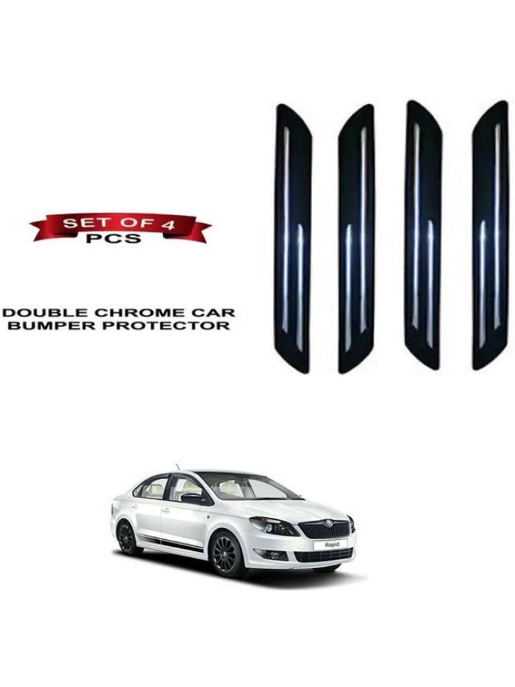     			RONISH Rubber Car Bumper Protector Guard (Double Chrome) For Skoda Rapid