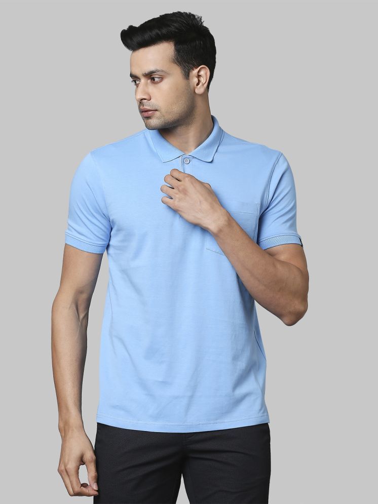     			Raymond Cotton Slim Fit Solid Half Sleeves Men's Polo T Shirt - Blue ( Pack of 1 )