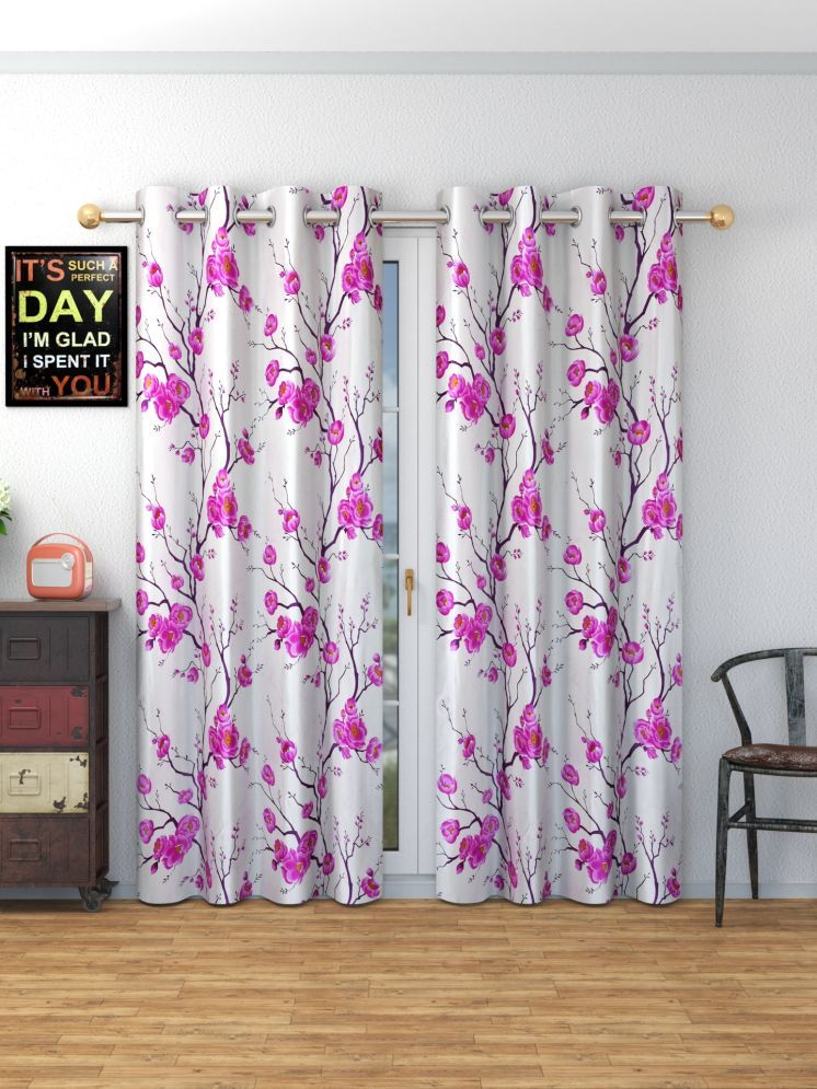     			SWIZIER Floral Room Darkening Eyelet Curtain 5 ft ( Pack of 2 ) - Purple