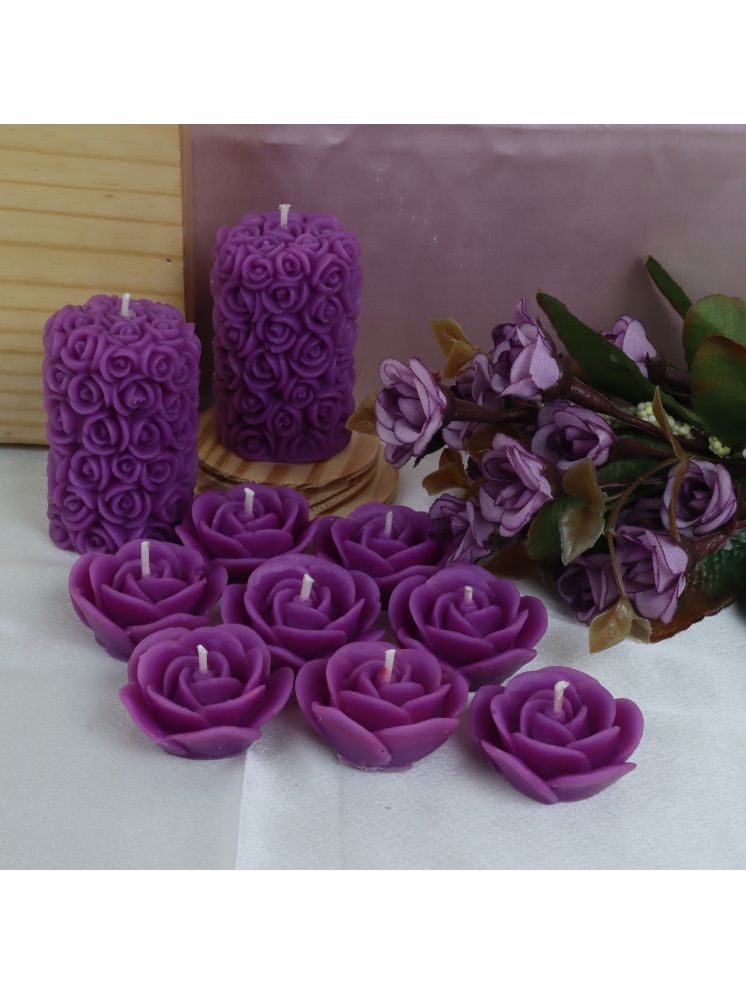     			Shraddha Creation Purple Floral Floating Candle 7 cm ( Pack of 10 )