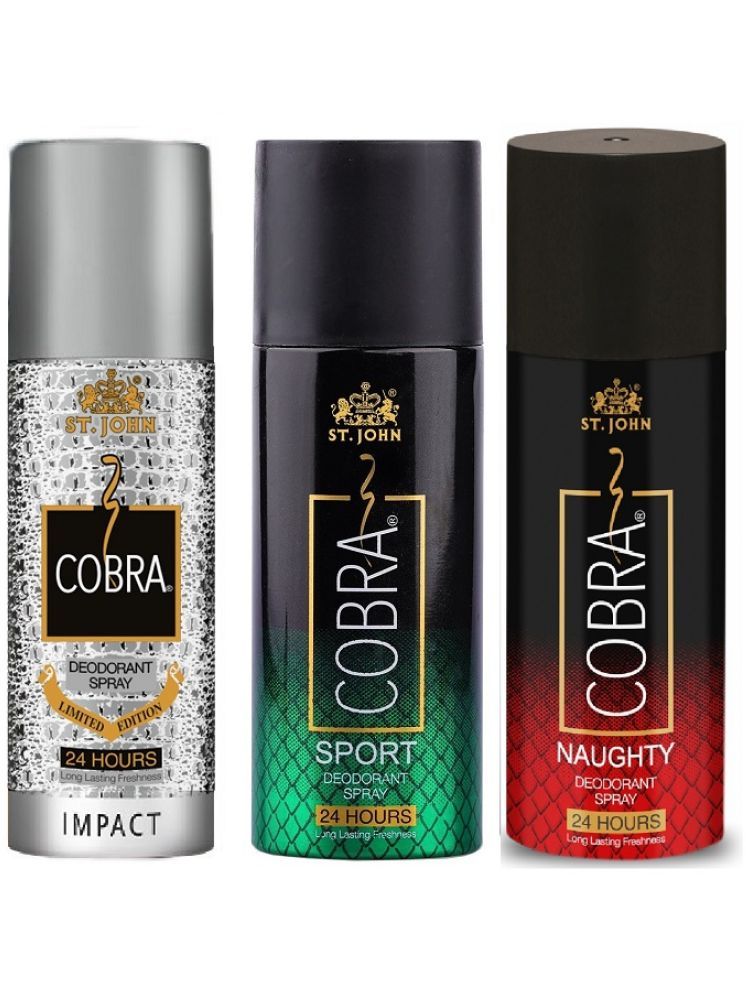     			St. John Cobra Impact ,Sport & Naughty 150ml Each Deodorant Spray for Men 150 ml ( Pack of 3 )