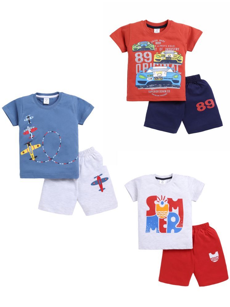     			Todd N Teen Multicolor Cotton Baby Boy T-Shirt & Shorts ( Pack of 3 )