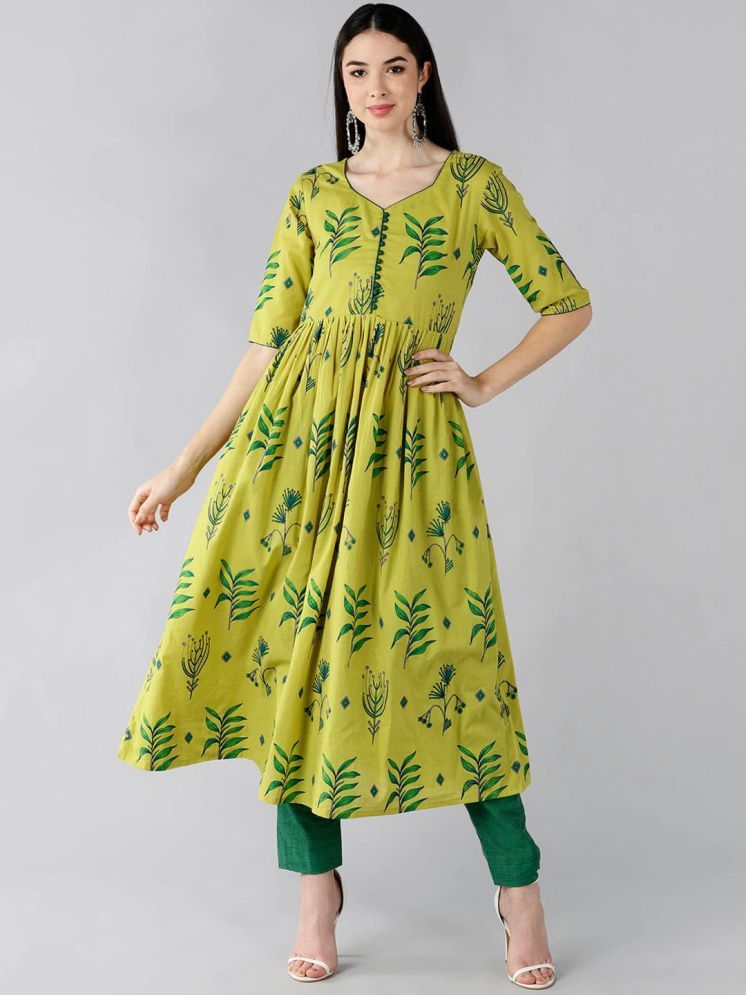     			Vaamsi Cotton Printed Anarkali Women's Kurti - Green ( Pack of 1 )