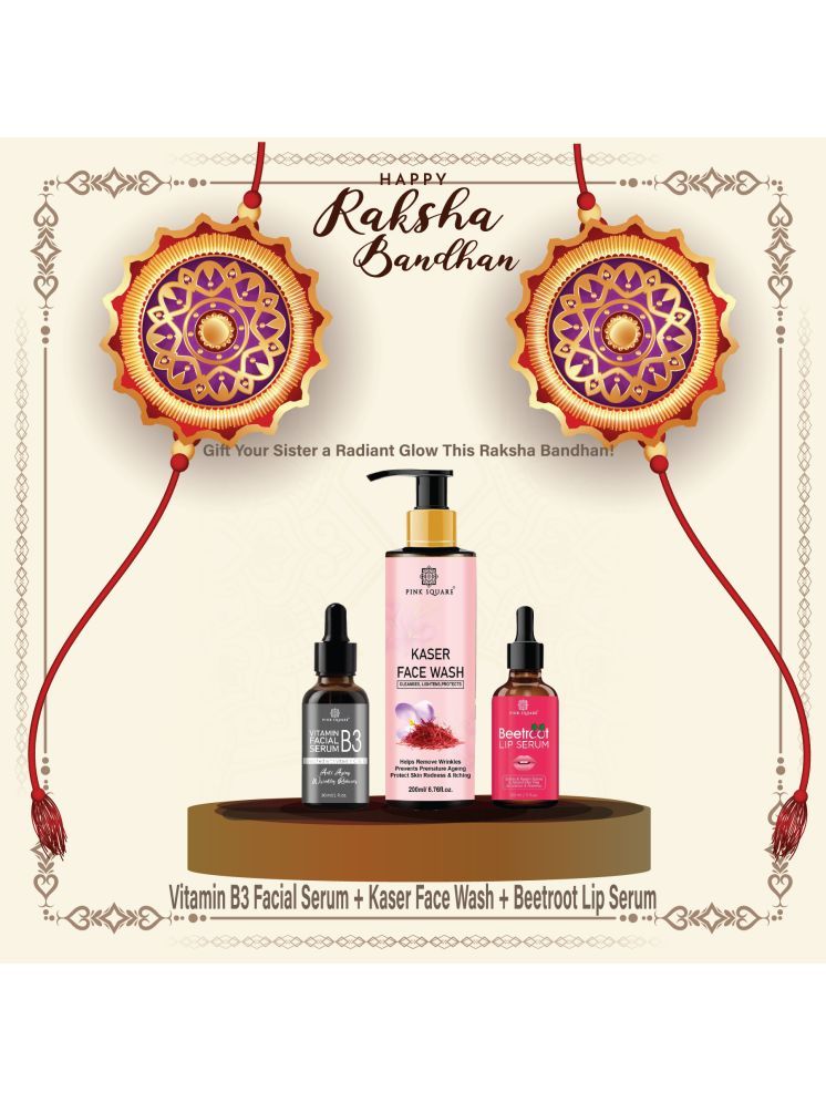     			Vitamin B3 Facial Serum 30ml, Kaser Face Wash 200ml & Beetroot Lip Serum for Soft Lips 30ml - Combo of 3