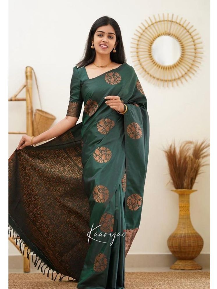     			fab woven Art Silk Woven Saree With Blouse Piece - Green ( Pack of 1 )