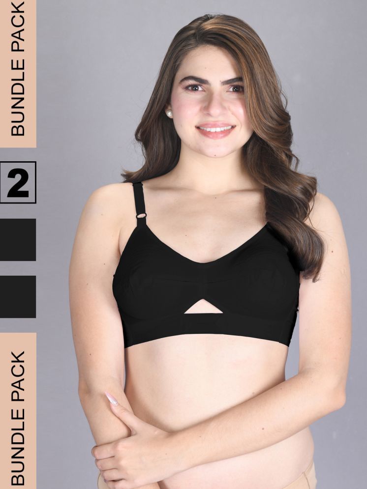     			lux venus Pack of 2 Cotton Non Padded Women's Everyday Bra ( Black ) VEN_BRA151_BLK_2PC