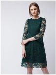 Miss Chase Lace Self Design Above Knee Women's A-line Dress - Green ( Pack of 1 )