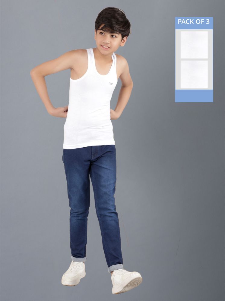     			Pack of 3 Dollar Cotton Solid Boys Vest ( White ) MLHVE-01-K-WHT-PO3