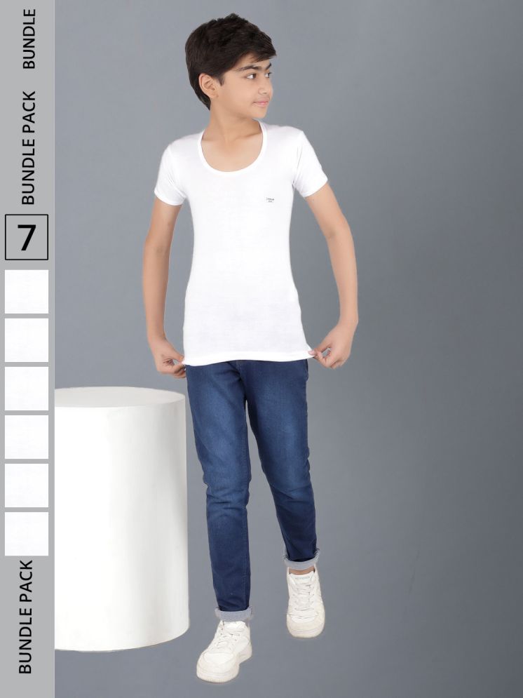     			Pack of 7 Dollar Cotton Solid Boys Vest ( White ) MLHVE-02-K-WHT-PO7