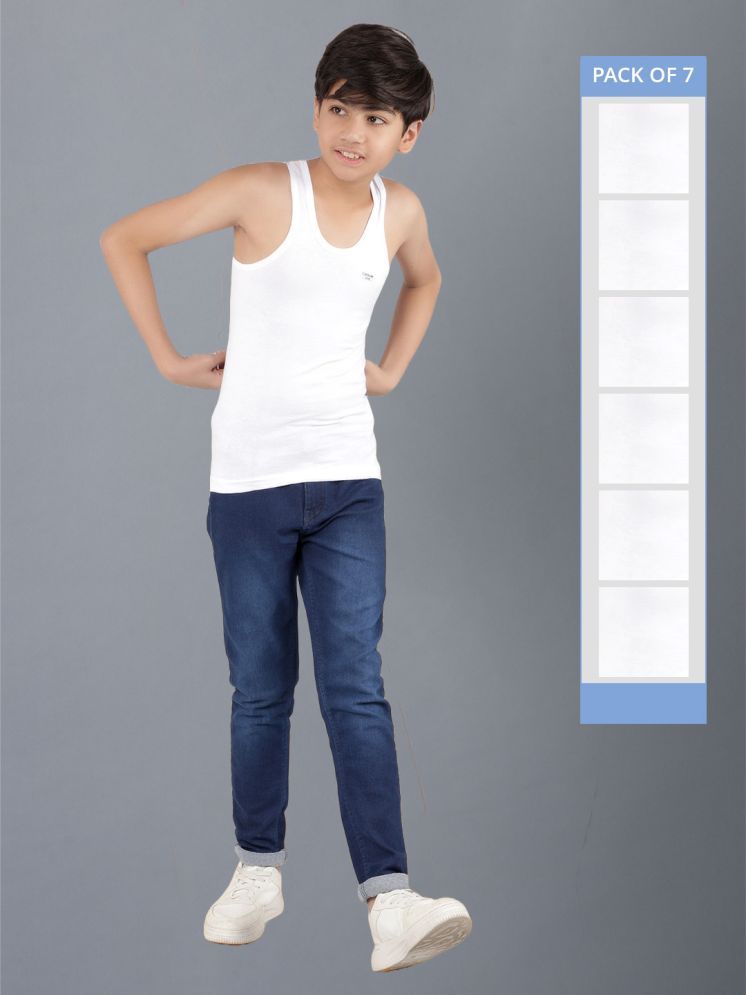     			Pack of 7 Dollar Cotton Solid Boys Vest ( White ) MLHVE-01-K-WHT-PO7