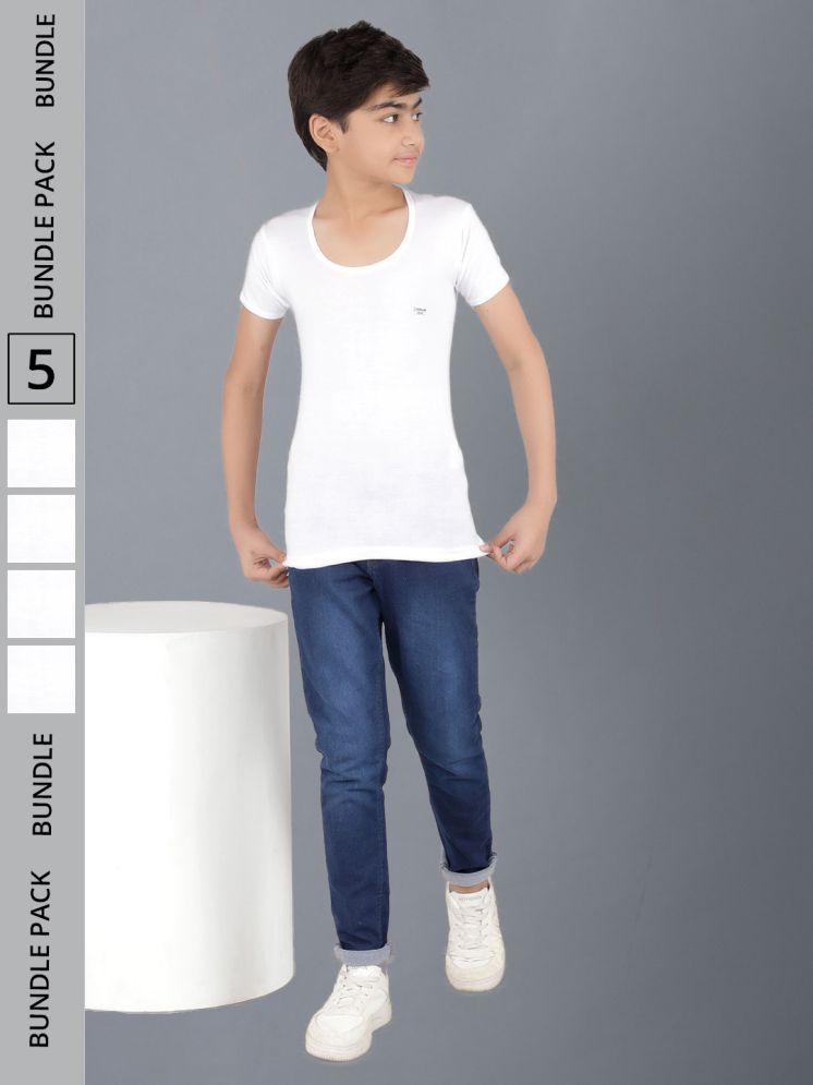     			Pack of 5 Dollar Cotton Solid Boys Vest ( White ) MLHVE-02-K-WHT-PO5