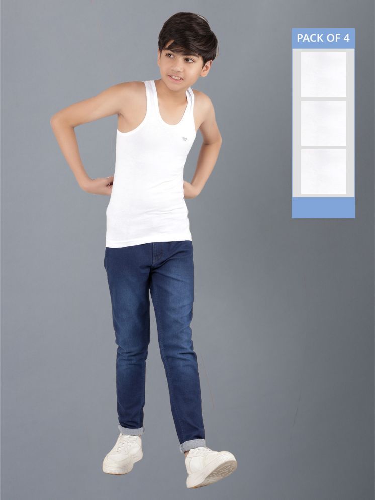     			Pack of 4 Dollar Cotton Solid Boys Vest ( White ) MLHVE-01-K-WHT-PO4