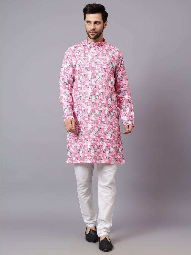     			FIREFISH Pink Rayon Regular Fit Men's Kurta Pyjama Set ( Pack of 1 )