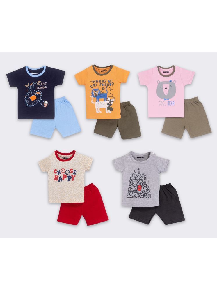     			Little Smart Multicolor Cotton Blend Baby Boy T-Shirt & Shorts ( Pack of 5 )