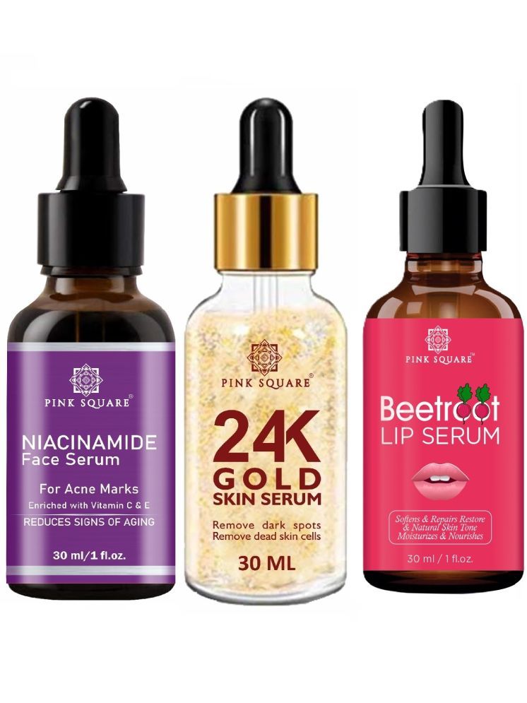     			Niacinamide Face Serum, 24K Gold Facial Serum & Beetroot Lip Serum for Soft and Pink Lips (Each,30ml) Combo of 3