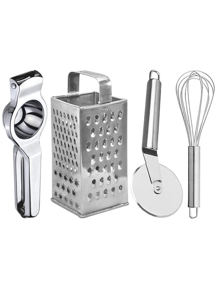     			OC9 Silver Stainless Steel Lemon+Grater+Pizza Cutter+Whisk ( Set of 4 )